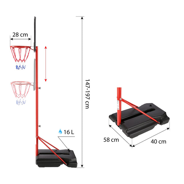 Basketball Hoop, Adjustable Height, Indoor/Outdoor Use