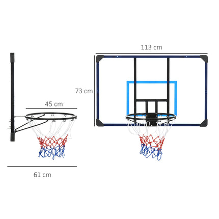 Wall-mounted outdoor basketball hoop, steel, 113x61x73 Cm