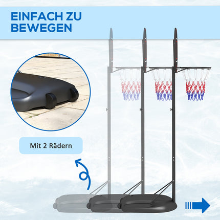 Adjustable stand for basketball hoop, 221-282 cm, crack-proof backboard