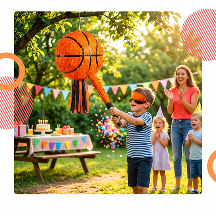 Basketball Piñata Set with Stick & Mask, 25 cm