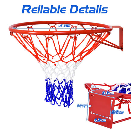 Basketball Replacement Rim 46 cm, 12-Loop Net, Indoor Outdoor