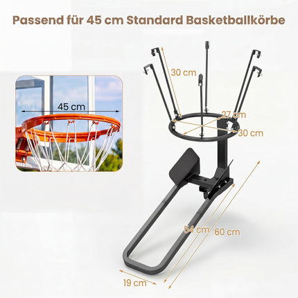 Basketball Return Attachment, Heavy-Duty Metal, 6 Hooks