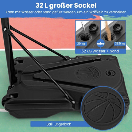 Basketball hoop outdoor basketball stand 172-305cm height adjustable basket system with removable center tube