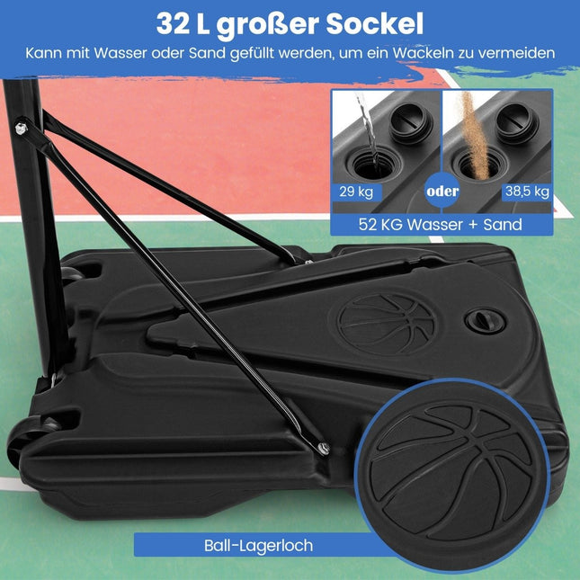 Basketball hoop outdoor basketball stand 172-305cm height adjustable basket system with removable center tube