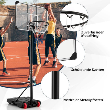 Basketball hoop outdoor basketball stand 176-206 cm height-adjustable mobile hoop system with back wall black