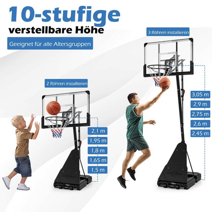 Basketball stand 150-305 cm height-adjustable basketball hoop outdoor with stand