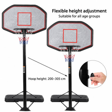 Basketbalstandaard, basketbalring, draagbaar basketbalsysteem, 200-305 cm