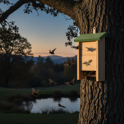 Bat Box Set of 2, Wooden Roosts with Landing Board