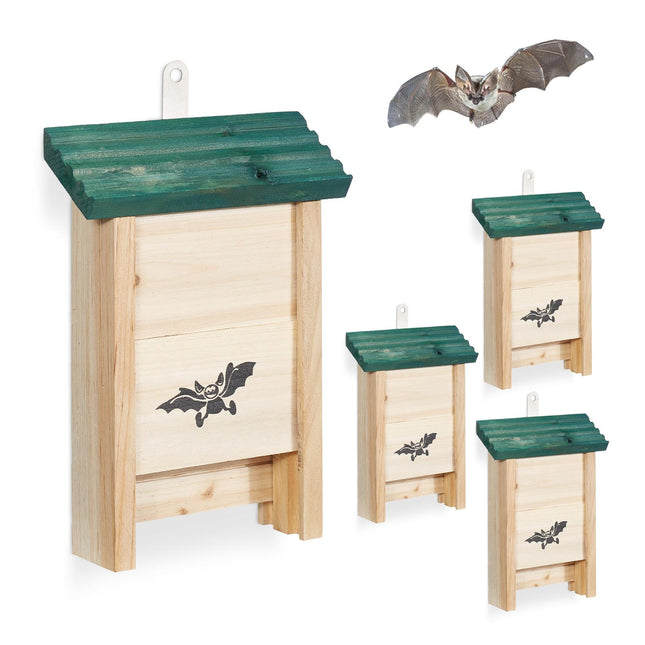 Bat Boxes, Untreated Wood, Set of 4
