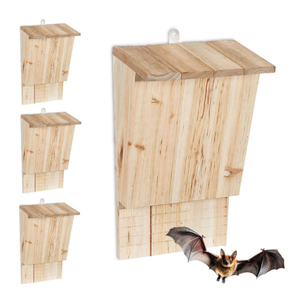 Bat Boxes, Wooden, 4 Pack – Shelter for Bats