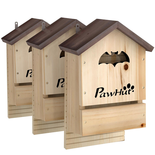 Bat House Set of 3, Fir Wood, 21.5 x 11.5 x 34 cm