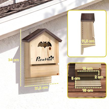 Bat House Set of 3, Fir Wood, 21.5 x 11.5 x 34 cm