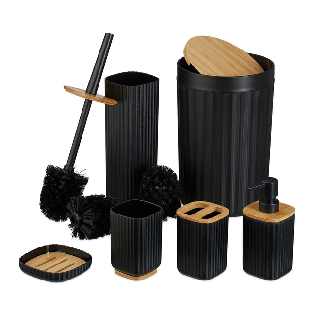 Badkameraccessoireset, 6-delig kunststof & bamboe