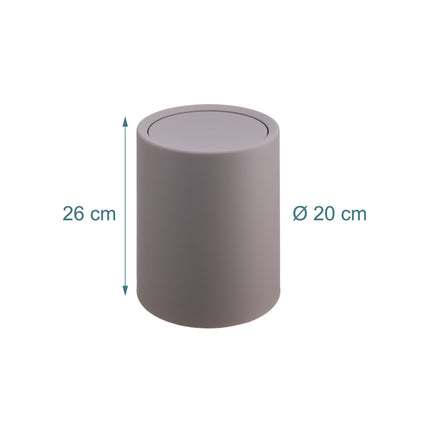 Bathroom Bin with Swing Lid, 6L Plastic