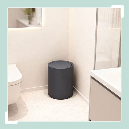 Bathroom Bin with Swing Lid, 6L Plastic