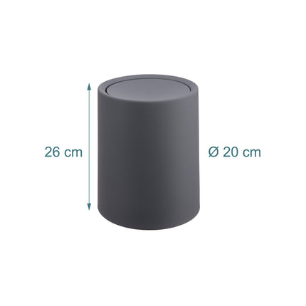Bathroom Bin with Swing Lid, 6L Plastic