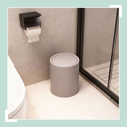 Bathroom Bin with Swing Lid, 6L Plastic