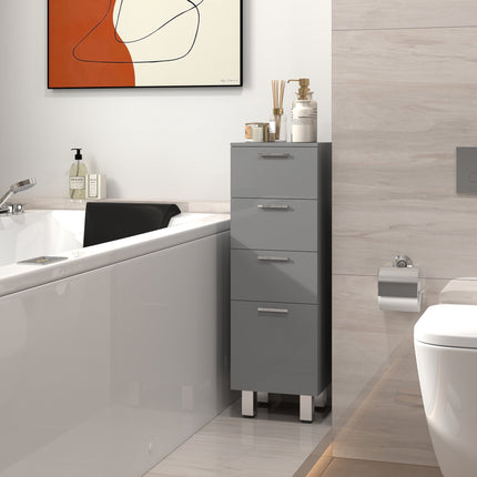 Bathroom Cabinet, 4 Drawers, Chipboard, Grey, 30x30x93 cm