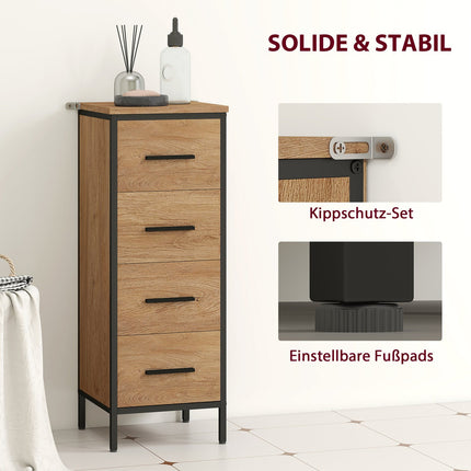 Bathroom Cabinet, 4 Drawers, Compact, Industrial Style