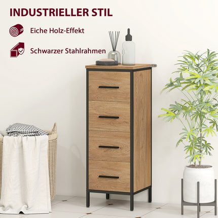 Bathroom Cabinet, 4 Drawers, Compact, Industrial Style