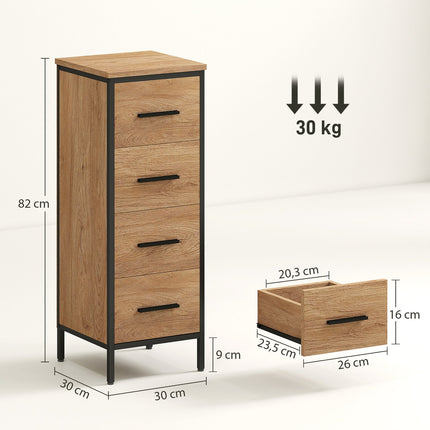 Bathroom Cabinet, 4 Drawers, Compact, Industrial Style