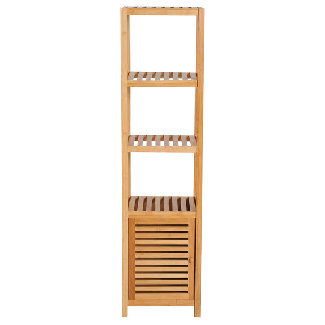 Bamboo bathroom cabinet with 3 shelves, 36x33x140cm