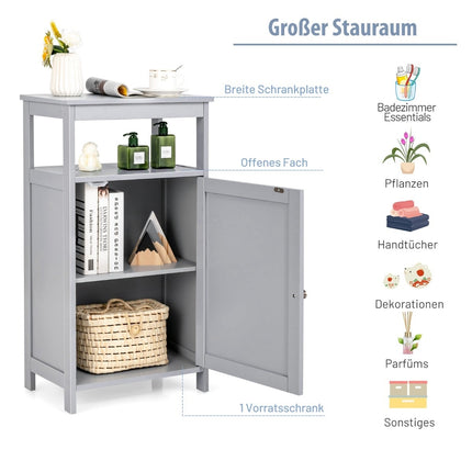Bathroom Cabinet, Freestanding Shelf, Adjustable, Grey, MDF
