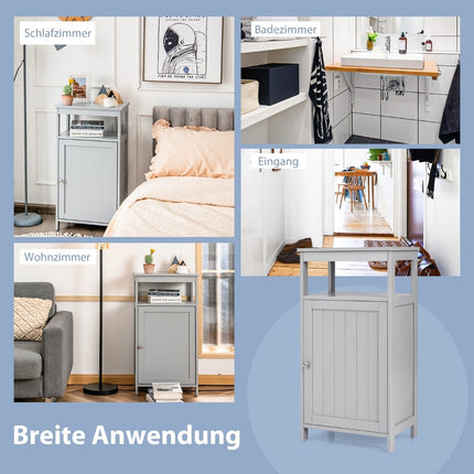Bathroom Cabinet, Freestanding Shelf, Adjustable, Grey, MDF
