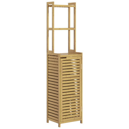 Bamboo bathroom cabinet with 3 compartments, tip protection