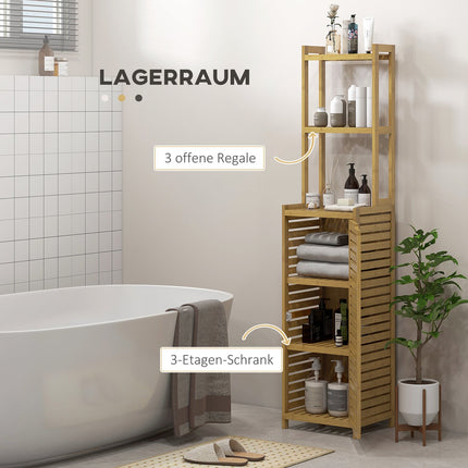Bamboo bathroom cabinet with 3 compartments, tip protection