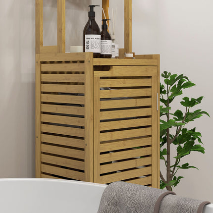 Bamboo bathroom cabinet with 3 compartments, tip protection