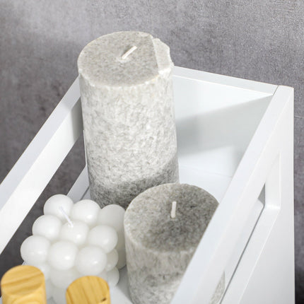 Bathroom cabinet trolley, White, 2 drawers, Wheels
