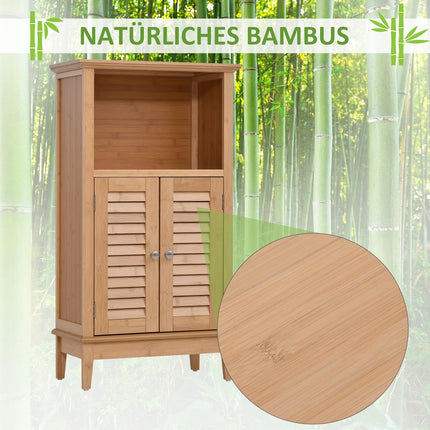 Bamboo bathroom cabinet with open shelf, 50x25.5x92cm