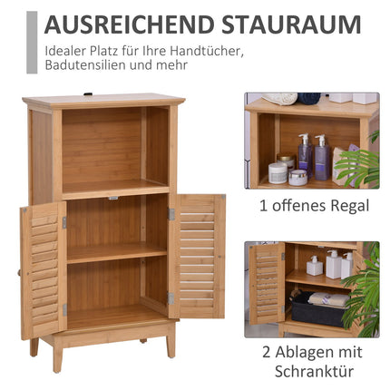 Bamboo bathroom cabinet with open shelf, 50x25.5x92cm