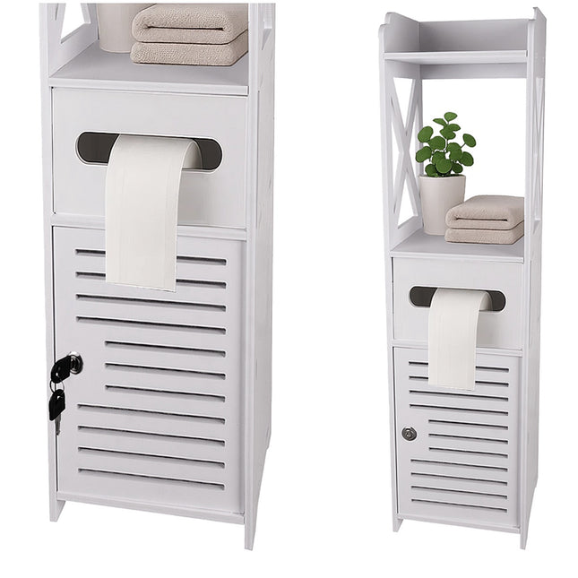 Bathroom Cabinet, Wall-Mounted, White, 2 Shelves