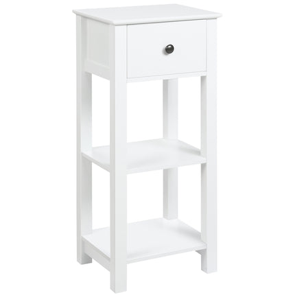 White bathroom cabinet, drawer and shelves, anti-tip, 40x31.5x90 cm