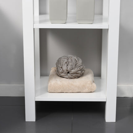 White bathroom cabinet, drawer and shelves, anti-tip, 40x31.5x90 cm