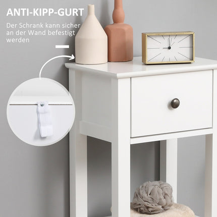White bathroom cabinet, drawer and shelves, anti-tip, 40x31.5x90 cm