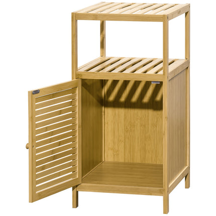 Bamboo bathroom cabinet, open shelf, anti-tip design