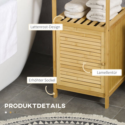 Bamboo bathroom cabinet, open shelf, anti-tip design