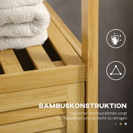 Bamboo bathroom cabinet, open shelf, anti-tip design