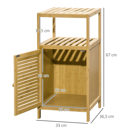 Bamboo bathroom cabinet, open shelf, anti-tip design