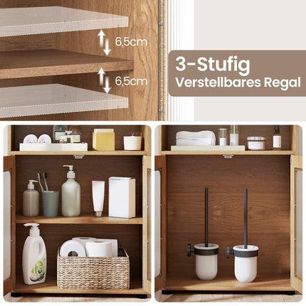Bathroom Cabinet with 2 Doors & Adjustable Shelf, Freestanding