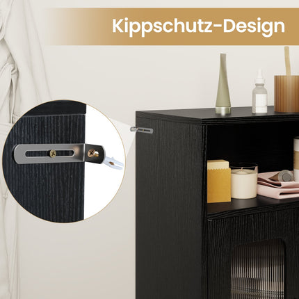 Bathroom Cabinet with 2 Doors & Adjustable Shelves, Black
