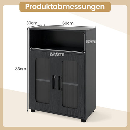 Bathroom Cabinet with 2 Doors & Adjustable Shelves, Black