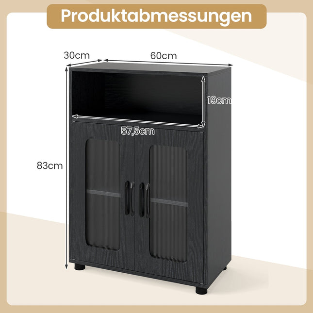 Bathroom Cabinet with 2 Doors & Adjustable Shelves, Black