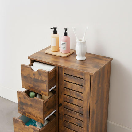 Bathroom Cabinet with 3 Drawers and Adjustable Shelves
