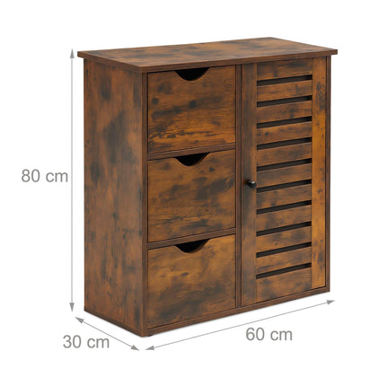 Bathroom Cabinet with 3 Drawers and Adjustable Shelves