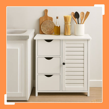 Bathroom Cabinet with 3 Drawers and Adjustable Shelves