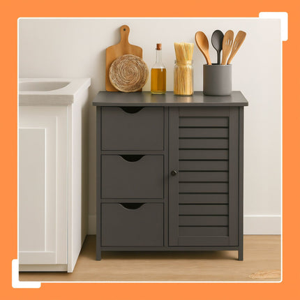 Bathroom Cabinet with 3 Drawers and Adjustable Shelves